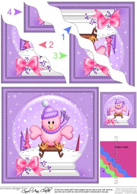 Xmas Sledging Little Birdie Snowglobe Wavy Stacker Topper