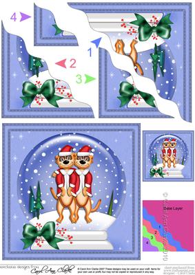 Xmas Meerkats Snowglobe Wavy Stacker Topper