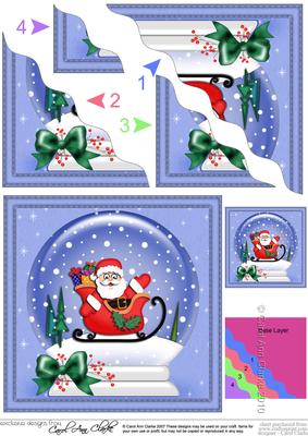 Xmas Santa's Sleigh Snowglobe Wavy Stacker Topper