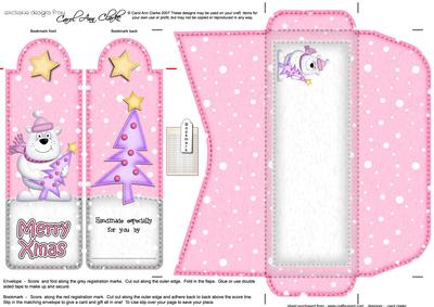 Xmas Ben Polar Bear's Tree Bookmark Card N Envelope