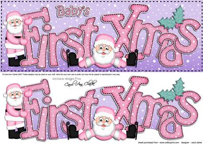 Large Dl Baby's First Xmas with 3D Decoupage