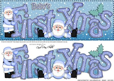 Large Dl Baby's First Xmas with 3D Decoupage