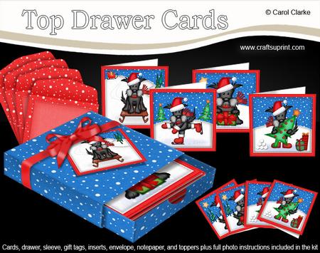 3D Top Drawer Xmas Hamish Scottie Dog Cards Bumper Kit