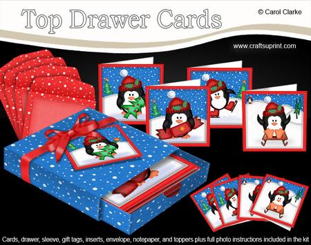 3D Top Drawer Xmas Cute Penguin Cards Bumper Kit