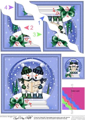 Xmas Carol Singing Snowmen Snowglobe Wavy Corner Stacker