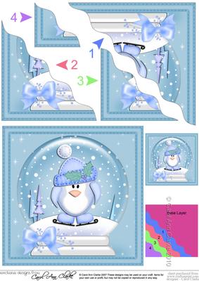 Xmas Skating Penguin Snowglobe Wavy Corner Stacker