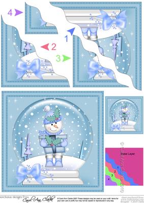 Xmas Snowman's Present Snowglobe Wavy Corner Stacker
