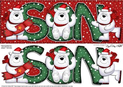 Large Dl Xmas Son with Polar Bears Quick Card N Decoupage
