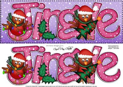 Large Dl Xmas Jingle with Robins Quick Card N 3D Decoupage