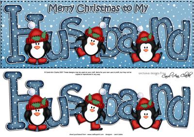 Large Dl Xmas Husband with Penguins Quick Card 3D Decoupage