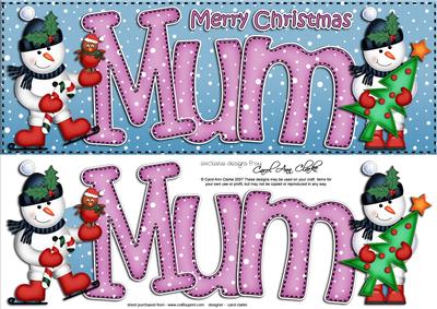 Large Dl Xmas Mum with Snowmen Quick Card 3D Decoupage