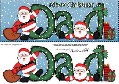 Large Dl Xmas Dad with Santa Quick Card 3D Decoupage