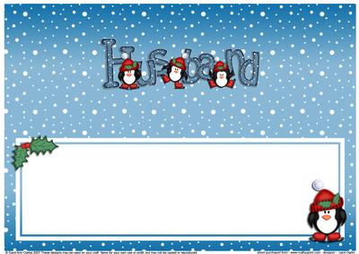 Xmas Husband with Penguins Matching Large Dl Insert