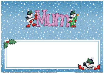 Xmas Mum with Snowmen Matching Large Dl Insert
