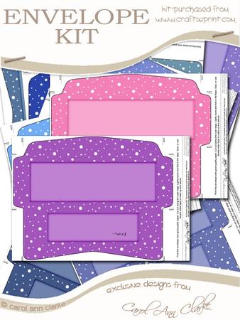 10 Mini Dl (80 x 215mm) Xmas Falling Snow Envelope Kit