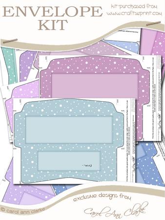 10 Mini Dl (80 x 215mm) Xmas Falling Snow Envelope Kit