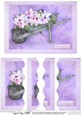 Flower Filled Wheelbarrow Wavey Edged Side Stacker