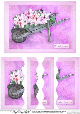 Flower Filled Wheelbarrow Wavey Edged Side Stacker