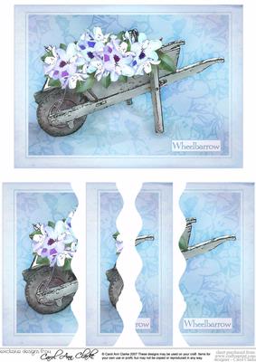Flower Filled Wheelbarrow Wavey Edged Side Stacker