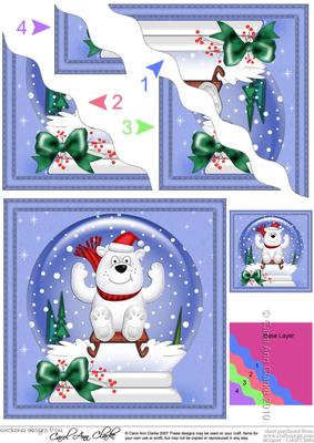 Xmas Sledging Ben Polar Bear Snowglobe Wavy Corner Stacker