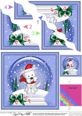 Xmas Westie Dog Snowglobe Wavy Corner Stacker