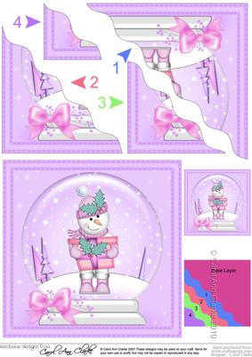 Xmas Snowman's Present Snowglobe Wavy Corner Stacker