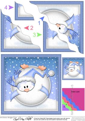 Oops Penguin Snowball Wavy Corner Side Stacker Topper