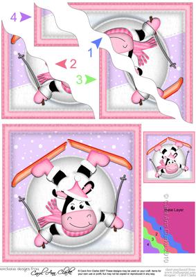 Oops Milly Moo Cow Snowball Wavy Corner Side Stacker Topper