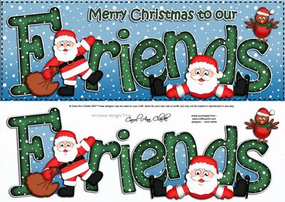 Large Dl Xmas Friends with Santa Quick Card 3D Decoupage