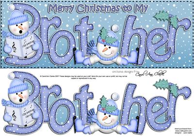 Large Dl Xmas Brother with Snowmen Quick Card 3D Decoupage