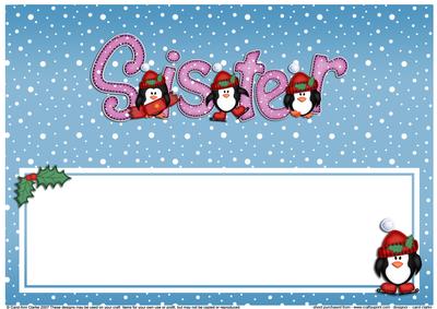 Xmas Sister with Penguins Matching Large Dl Insert