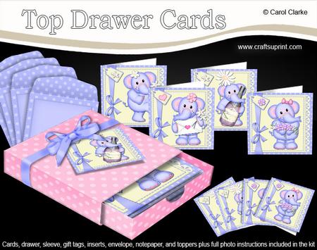 3D Top Drawer Lola Elephant Notelet Cards Bumper Kit