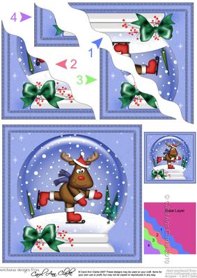 Xmas Skating Rudolph Snowglobe Wavy Corner Side Stacker