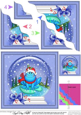 Xmas Freddy Frog Snowglobe Wavy Corner Side Stacker