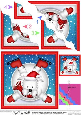 Oops Westie Dog Snowball Wavy Corner Side Stacker Topper