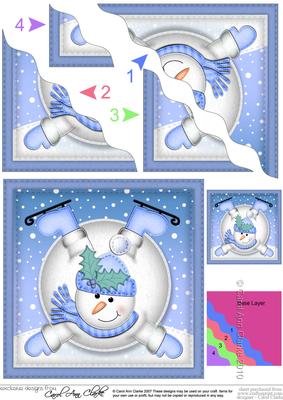 Oops Snowman Snowball Wavy Corner Side Stacker Topper