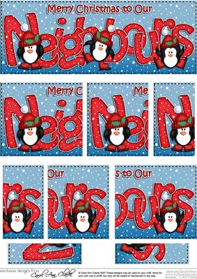 Christmas Neighbours with Penguins Dl Side Stacker Topper