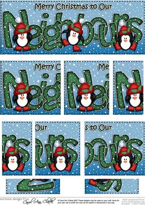 Christmas Neighbours with Penguins Dl Side Stacker Topper