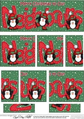 Christmas Neighbours with Penguins Dl Side Stacker Topper