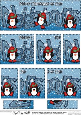 Christmas Neighbours with Penguins Dl Side Stacker Topper