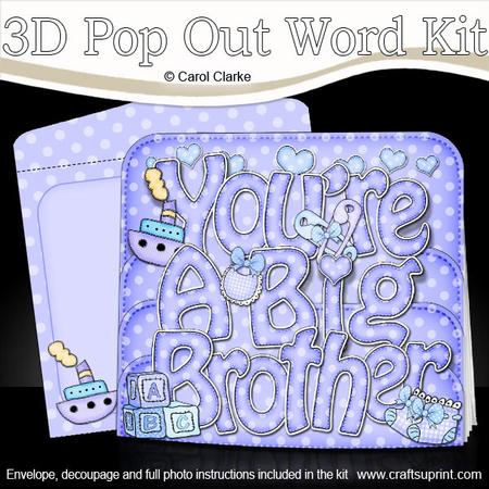 3D Youre a Big Brother Pop Out Word Card Kit