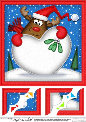 8 x 8 Rudolph Xmas Love Scalloped Corner Topper