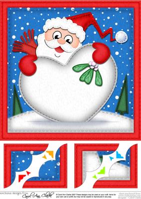 8 x 8 Santa Xmas Love Scalloped Corner Topper
