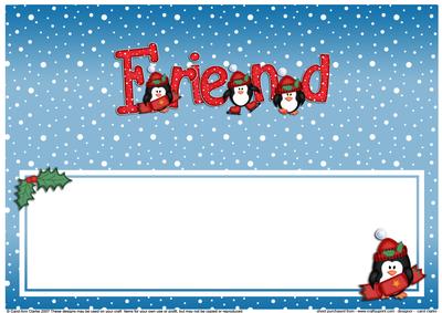 Xmas Friend with Penguins Matching Large Dl Insert
