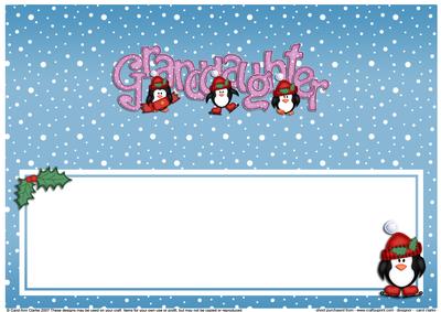 Xmas Granddaughter with Penguins Matching Large Dl Insert