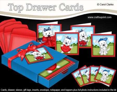 3D Top Drawer Westie Dogs Notelet Cards Bumper Kit