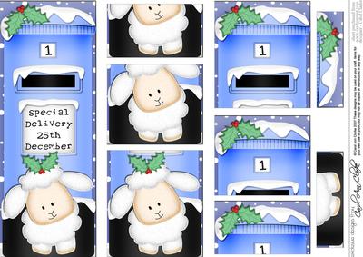 Xmas Little Lamb Postbox Dl Side Stacker Topper