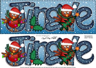 Large Dl Xmas Jingle with Robins Quick Card N 3D Decoupage
