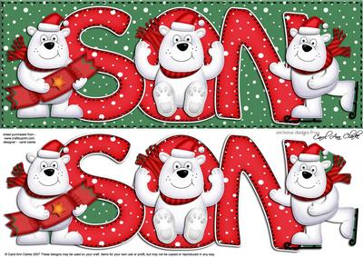 Large Dl Xmas Son with Polar Bears Quick Card N Decoupage
