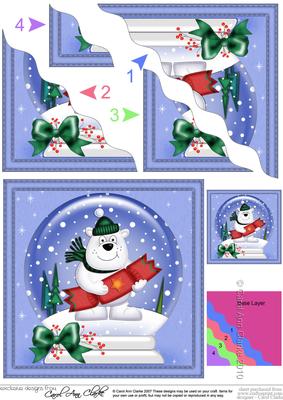 Xmas Ben Polar Bear's Cracker Snowglobe Wavy Corner Stacker